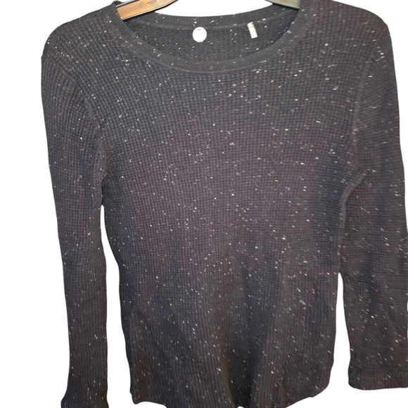 Margaret O'Leary Tops - Margaret O'Leary Scoop Neck Waffle Women's Black Speckled Top